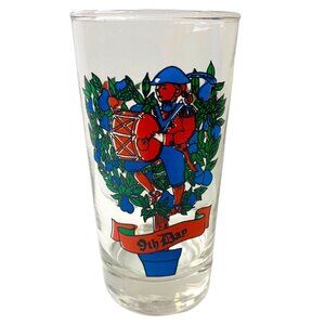 Vintage Tumbler Glass Taylor Smith & T 9th Day of Christmas 10 oz Drinking